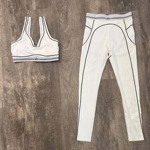 Alo White Yoga Set (Bra + Leggings)